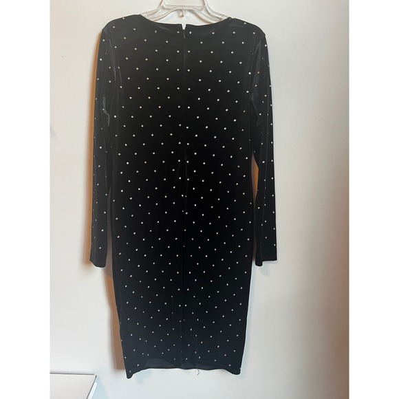 Jennifer Lopez Black Velvet Rhinestone Dress Long Sleeve‎ Cocktail Party M - Picture 4 of 10